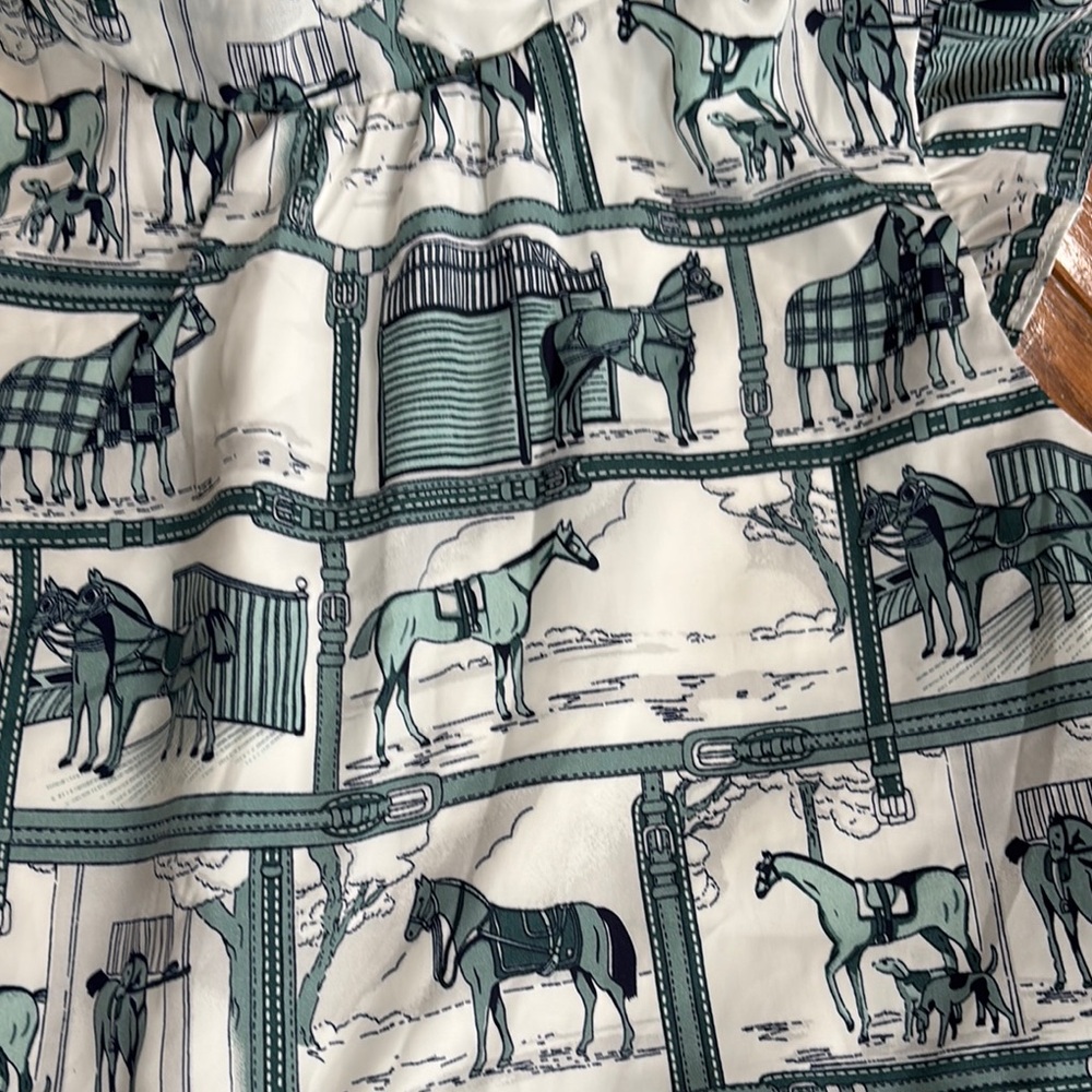 Janie and Jack Kids' Green Horse Print Dress - Picture 5 of 7